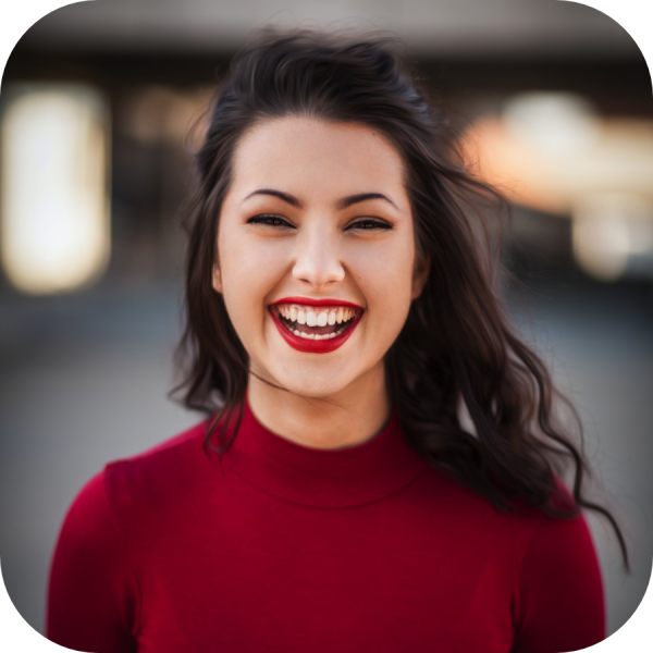 Smiling girl in red top